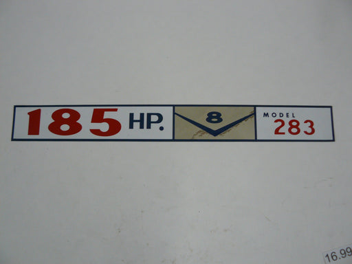 Chris Craft engine parts 283 valve cover decal 185HP 16.92-07753
