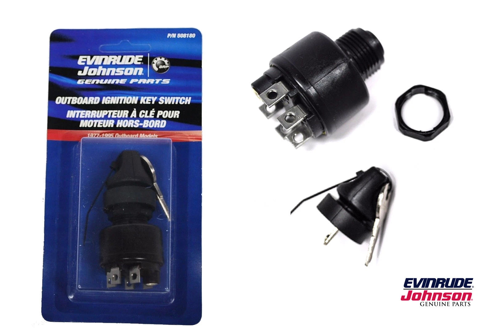 Johnson Evinrude Key Switch 508180 - Push to Choke BRP/OMC 1977-1995