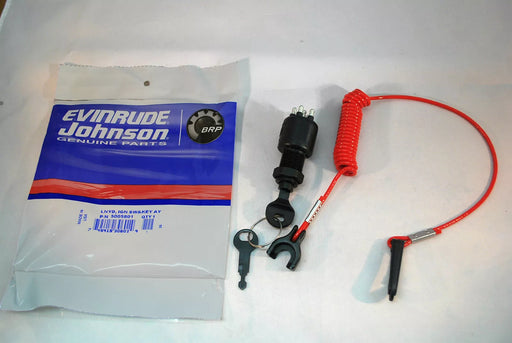 Johnson Evinrude Key Switch w Lanyard 5005801  Push to Choke